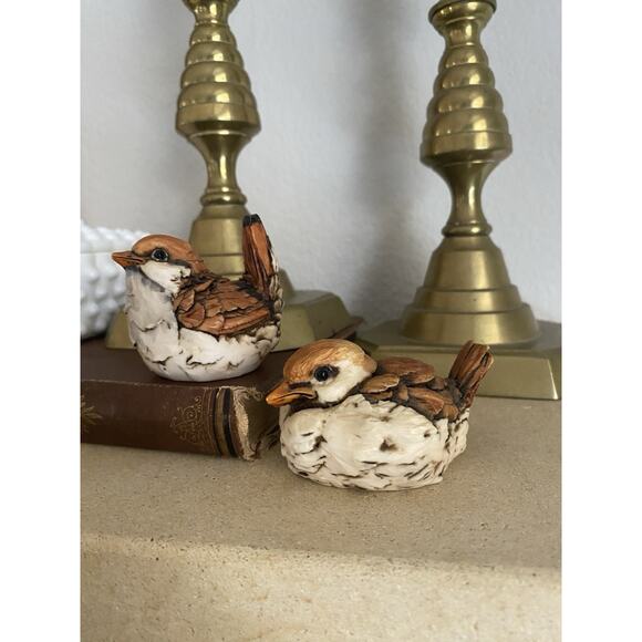 Vintage ARTEFICE Ottanta Italy Birds Esposito 1983 Hand Painted Sparrows Set - Picture 2 of 4